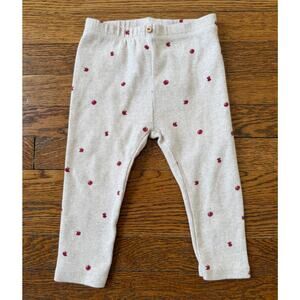 Zara Girls' Ribbed Apple Print Leggings Size 12-18 Months